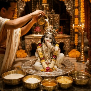 Nishit Kaal Shri Krishna Janm Panchamrit Abhishek